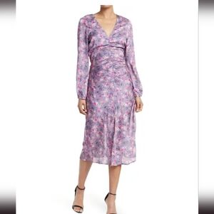 Floral ruched slit front dress